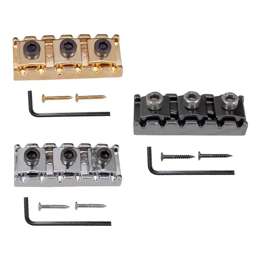 Guitar Locking Nut 42mm Metal Bridge Nut Kit for Tremolo Bar with Screws and Wrench for Electric Guitar Build