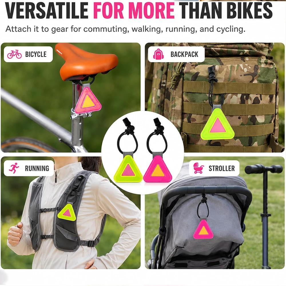 DOMEN Fahrrad-Reflektor-Dreieck für mehr Sicherheit beim Radfahren, Laufen, als Rucksack-Reflektor, zum Aufhängen am Fahrrad, Fahrradzubehör. – Detail 9