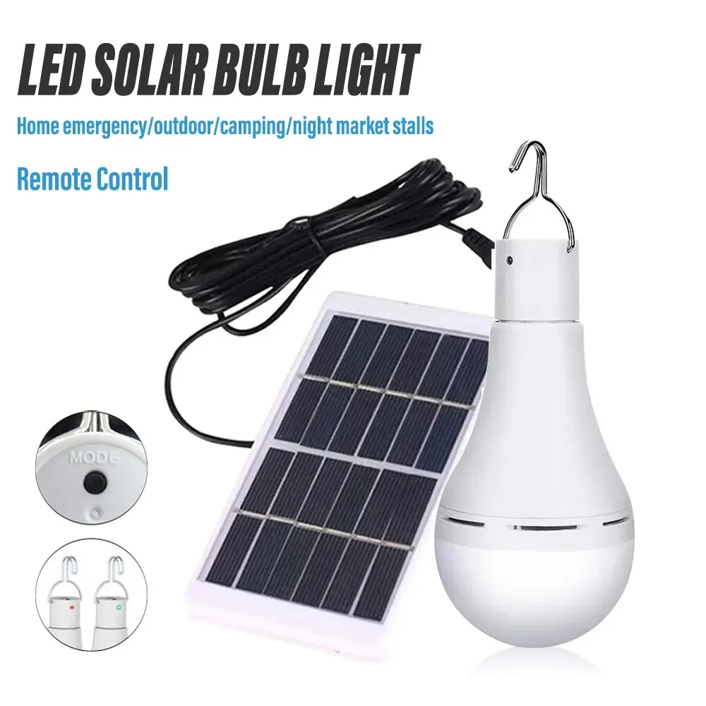 LED Solar Lamp Bulb Outdoor Waterproof Portable Solar Garden Hanging Light Hiking Fishing Emergency Lights