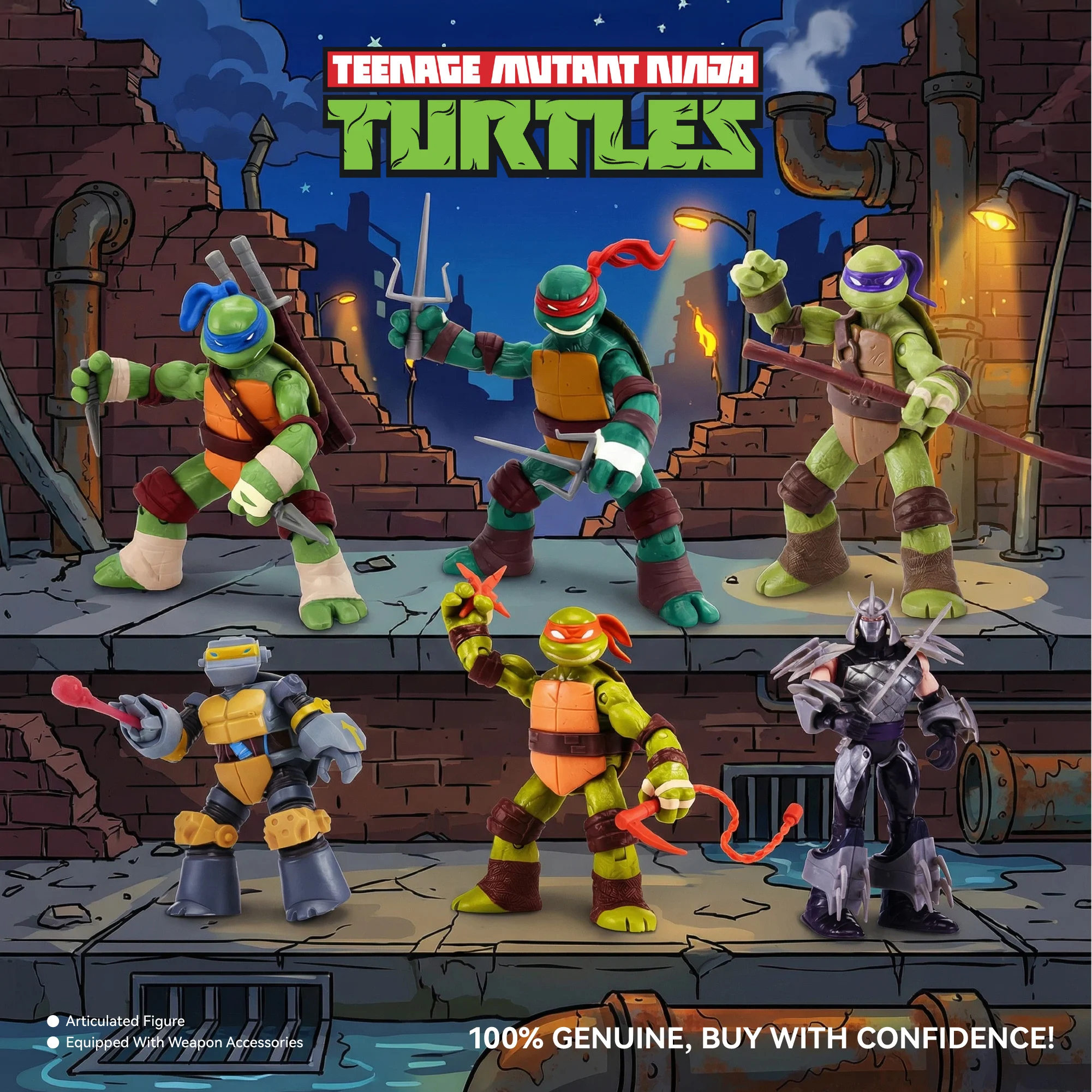

Original 2012 Classic TMNT Teenage Mutant Ninja Turtles Raphael Leonardo Michelangelo Donatello Action Figure Model Toy Gift