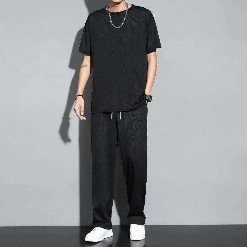 Sweatpants T-shirts Pants Suits for Men Nylon 2 Piece Outfit Stylish Cheap Clothes New in Tops & Tees Cool Tee Man Trousers Sets