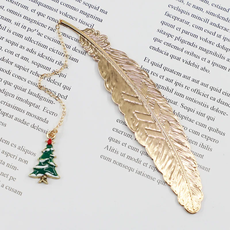 

Metal Feather Pendant Bookmark For Christmas Decoration Unique Gift For Kid Students Teachers And Friend