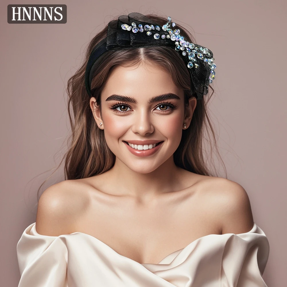 

TOPQUEEN Elegant Bride Wedding Lace Headband Handmade Rhinestone Beads Fashionable Women's Banquet Party Hair Accessories YXA117