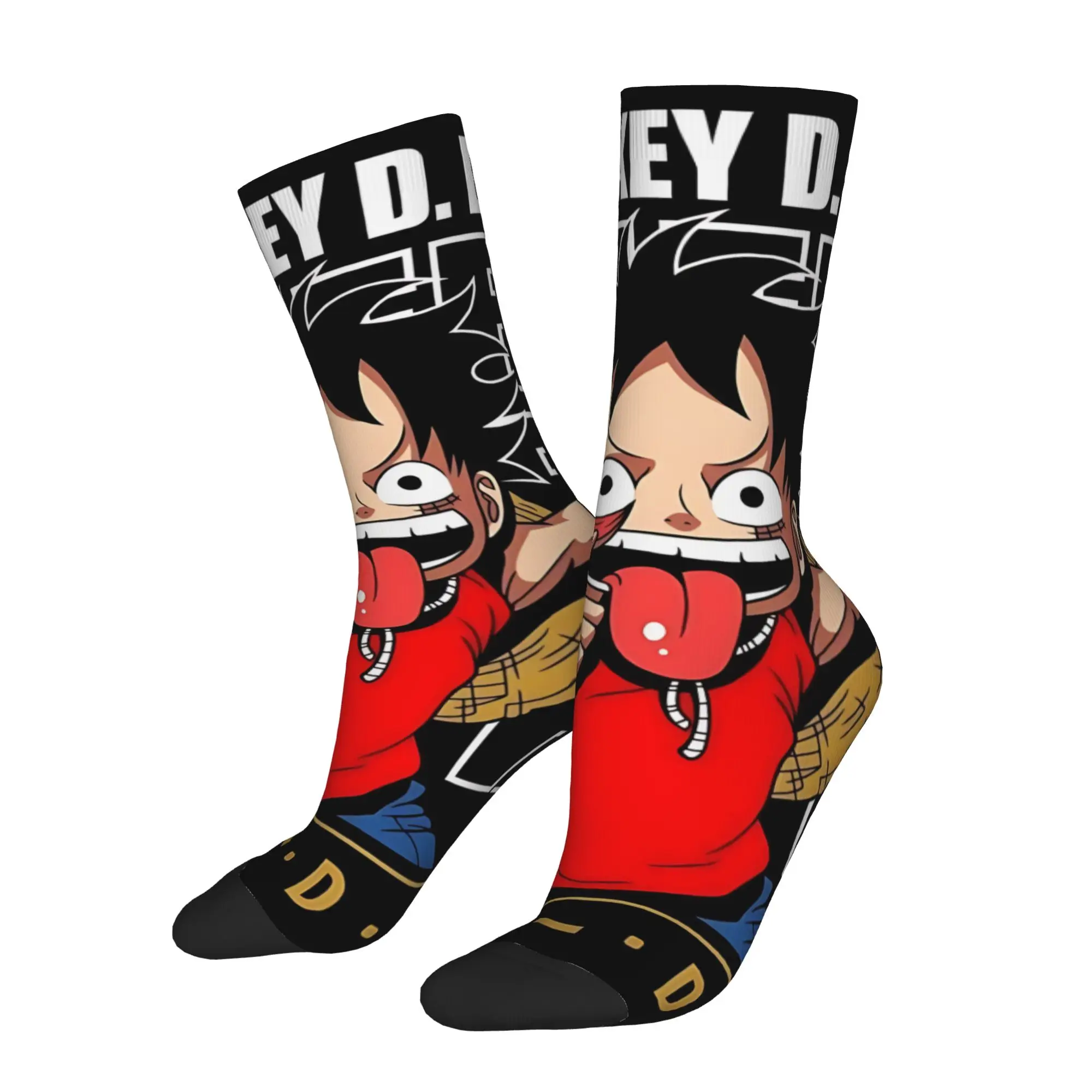 

Спортивные носки с индивидуальным дизайном One Piece Anime Luffy, винтажные, в стиле Харадзюку, хип-хоп, оригинальные, бесшовные.