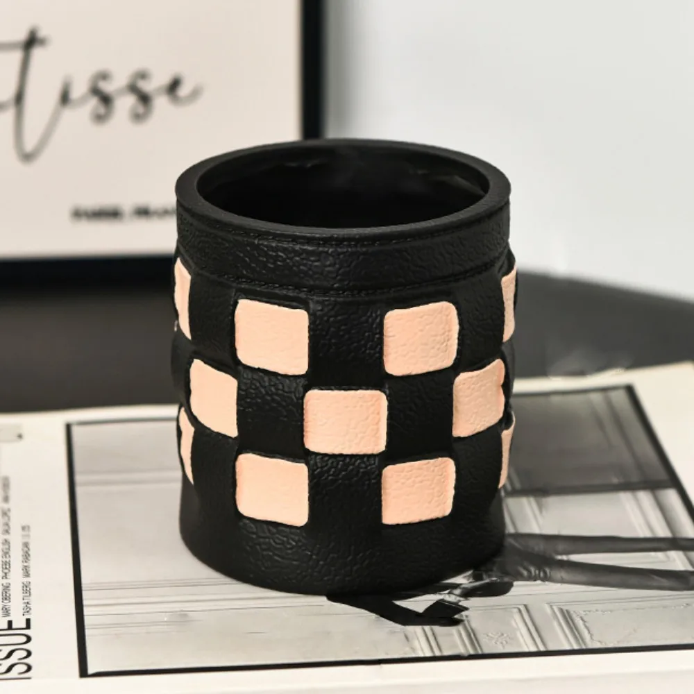 Imitation Leather Chessboard Pen Holder Large Capacity Multifunctional Desktop Storage Box Simple Creative Stationery Storage