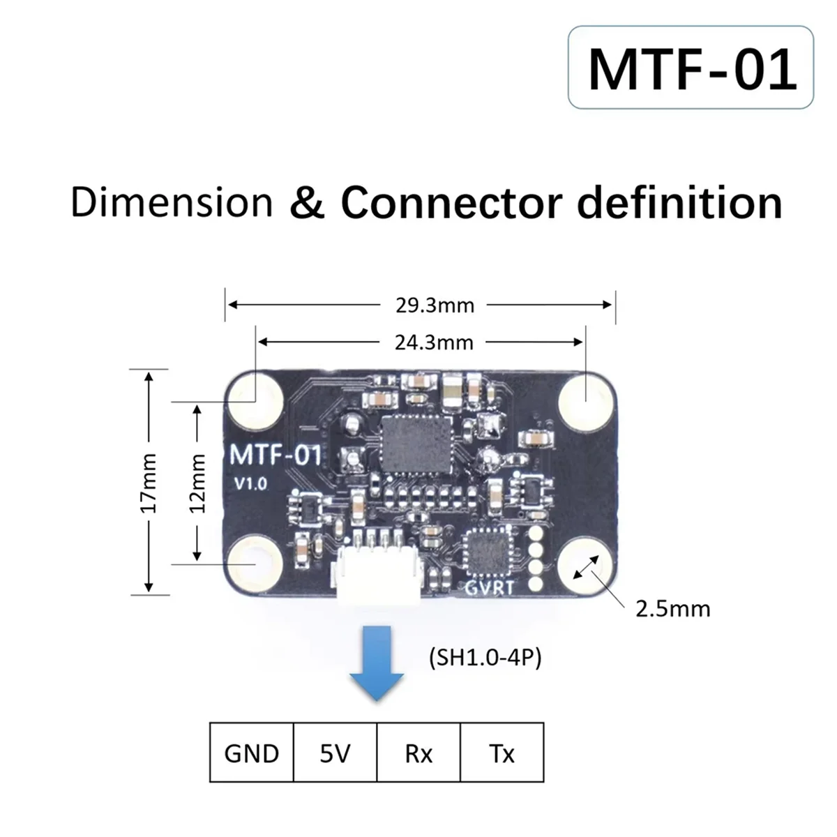 Módulo de sensor Lidar e fluxo óptico X64A_MTF-01 MicoAir para Ardupilot