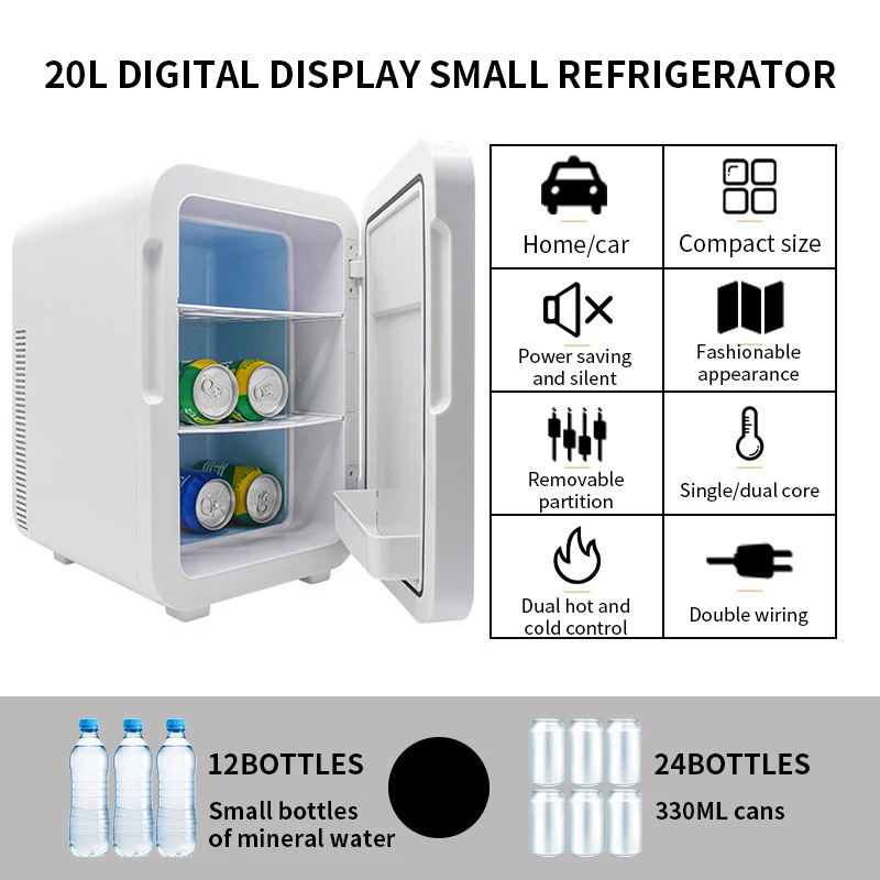 Mini refrigerador para a refrigeração do carro, refrigerador pequeno portátil, cosméticos do agregado familiar, 20L, 20L, novo