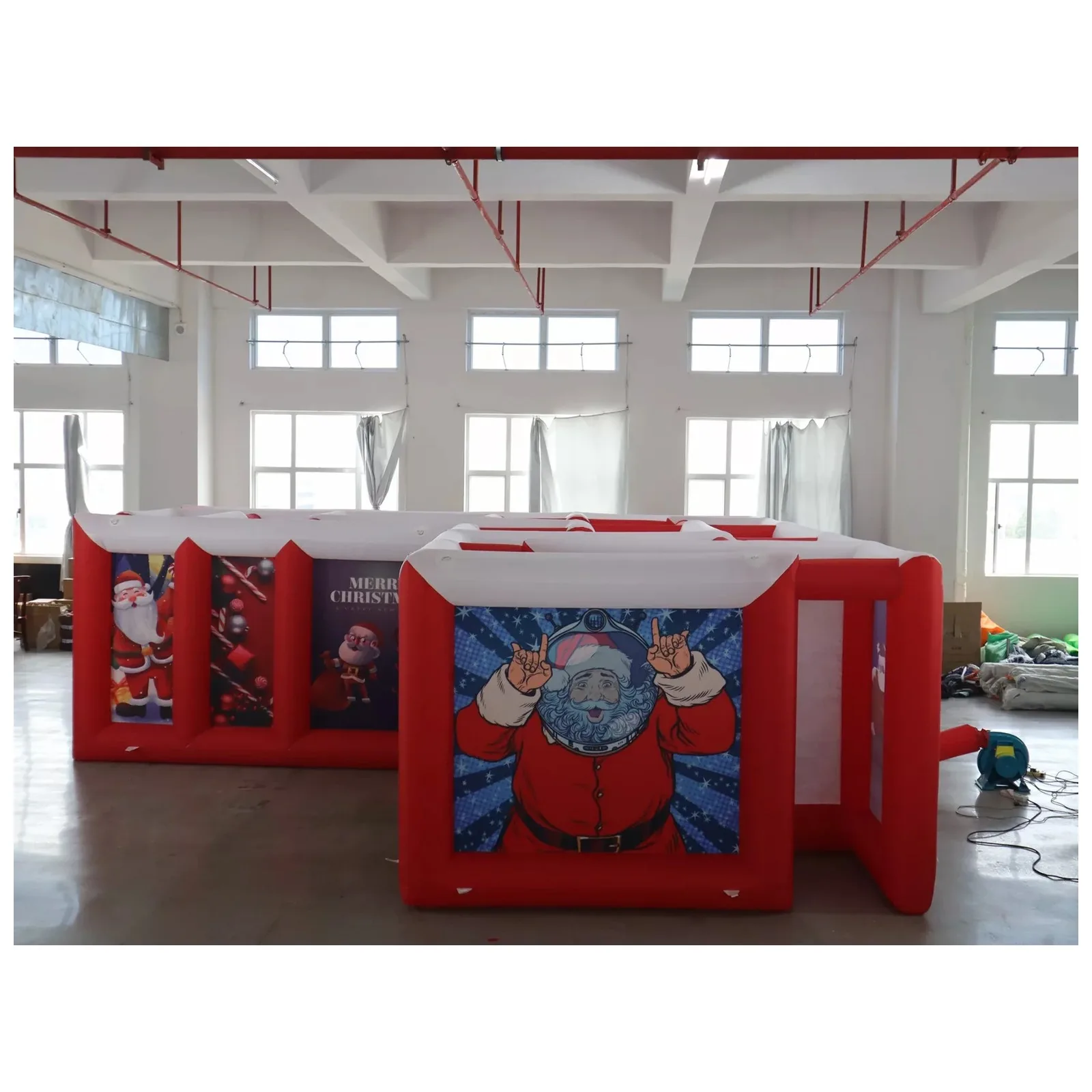 Large Red White Flat Roof Inflatable Maze 3X6m 10X20ft with Blower Sports Game Exciting Party Events Kids and Adults Outdoor Fun view 3