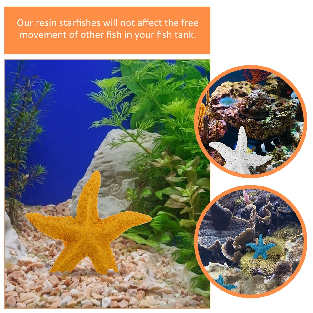 4 Pcs Seaside Decorations Colorful Starfish Decorate Bowl Starfishes Ornament The Mediterranean Tank Vase Fillers Resin