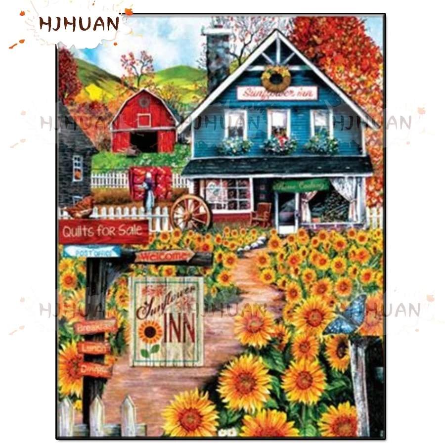 

DIY 5D Farm manor landscape Diamond Painting Cross Stitch Kits Full Embroidery Mosaic Art Picture of Rhinestones home Decor