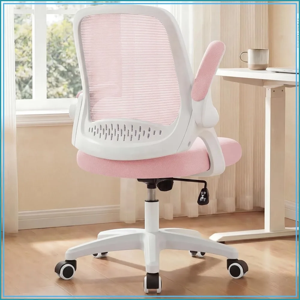 Ergonomic Office Desk Gaming Computer Chair with Lumbar Support, Adjustable Height, Swivel Rolling Wheels, Flip-up Arms, Mesh Chair for Home Vanity