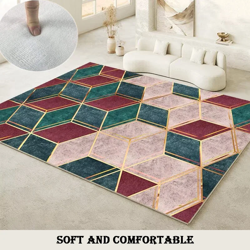 

Modern Geometric Large Area Carpets for Living Room Simple Style Soft Washable Home Rug Bedroom Tatami Non-slip Baby Mat