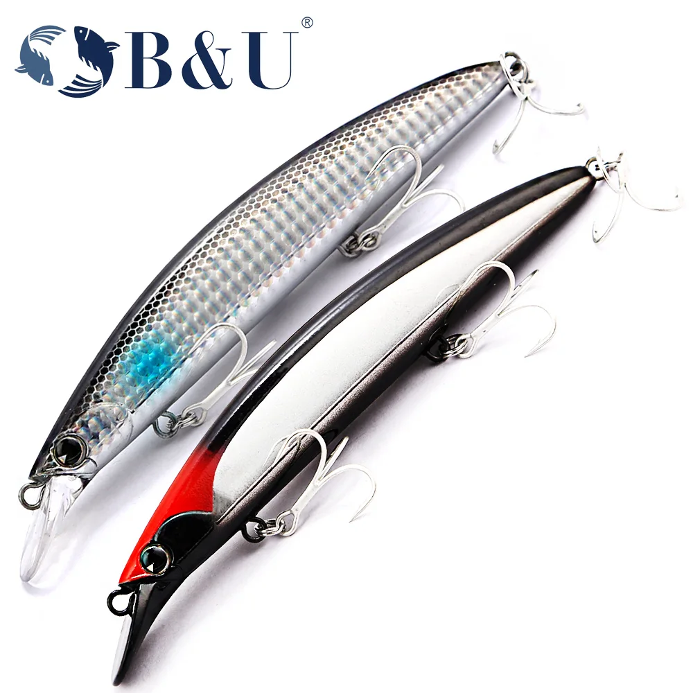 

B&U 130mm Fishing Lures Floating Minnow Laser Artificial Bait Saltwater Long Casting Trolling Wobblers Jerkbait Sea Bass