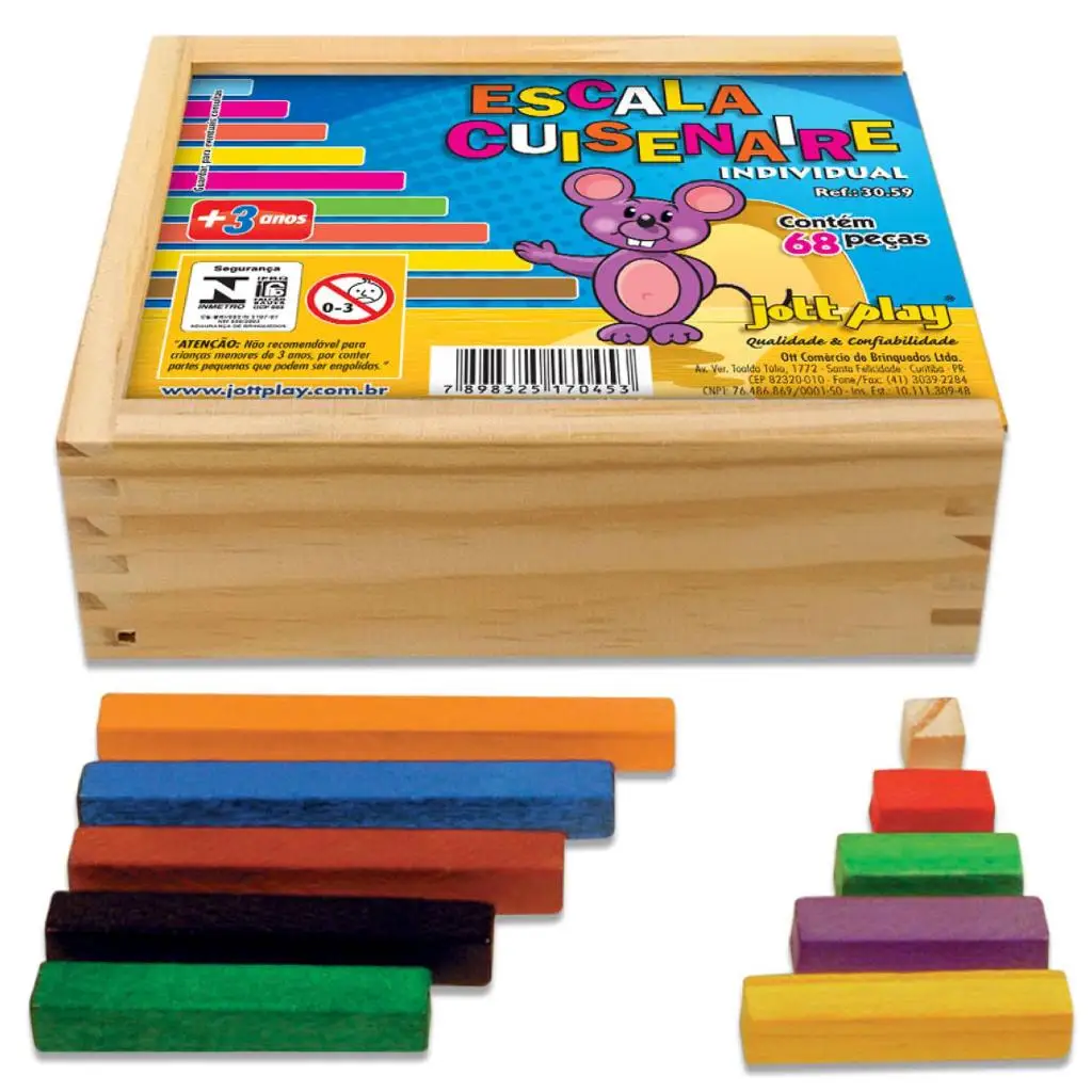 Individual Cuisenaire Scale 68 Pieces Wooden Box