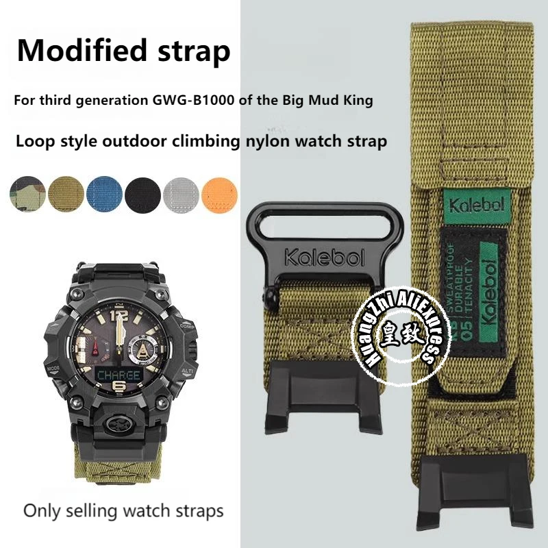 Canvas Strap For Casio G-SHOCK Mudmaster GWG-B1000 3rd Gen Big Mud King Waterproof Sport Replacement Men Nylon Watchband Adapter