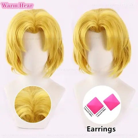 High Quality Anime EVA Akagi Ritsuko Short 32cm Golden Cosplay Wig Heat Resistant Synthetic Hair Halloween Party Wigs + Wig Cap