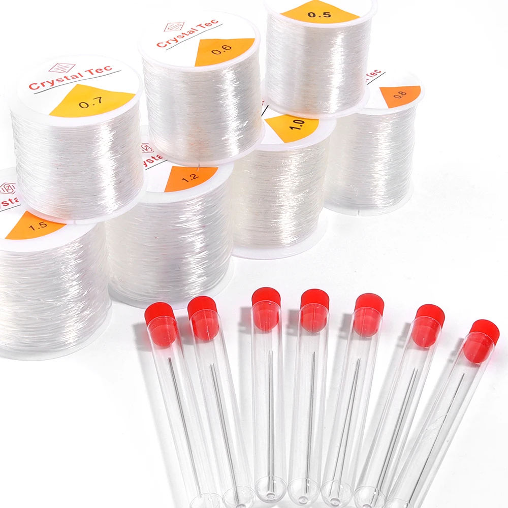 0,5-1,5mm Elastische Schnur String Transparente Kristall Elastische Linie Mit Perlen Nadeln Für Schmuck Machen DIY Armband zubehör