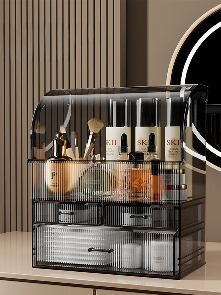 

Акриловый ящик для хранения косметики, пылезащитный настольный органайзер большой емкости для средств по уходу за кожей Lipstis Nordic Sle Rectang...