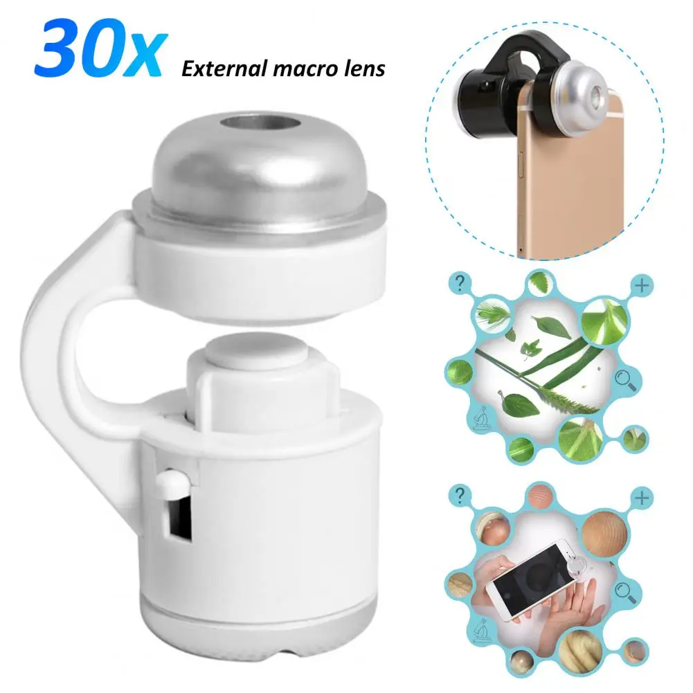 ปฏิบัติน้ําหนักเบา 30X Universal โทรศัพท์มาโครเลนส์ขยายฝีมือดีกล้องจุลทรรศน์โทรศัพท์ขนาดเล็กสําหรับอุตสาหกรรม