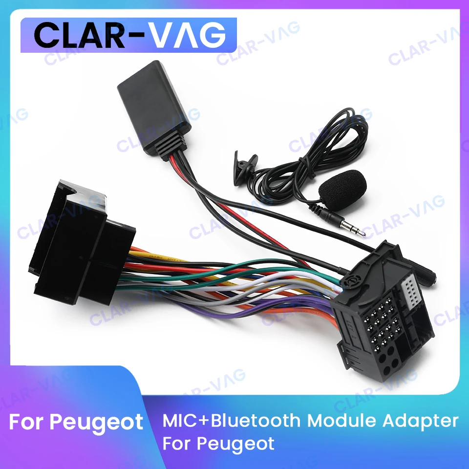 Módulo receptor Bluetooth 5,0 con cable adaptador Cable auxiliar para Peugeot 207 307 407 308 Plug and Play