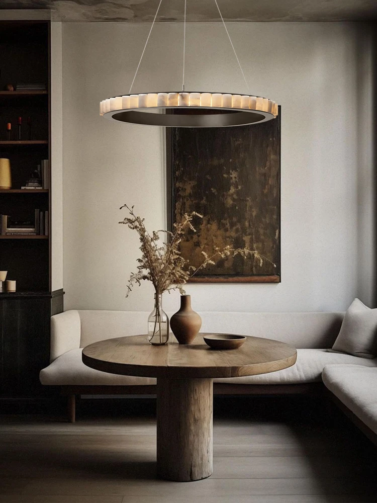 

Home Deco Black Gold Chrome Marble Ring 2025 Chandelier Dimmable LED Pendant Light Suspension Luminaire Lampen For Living Room