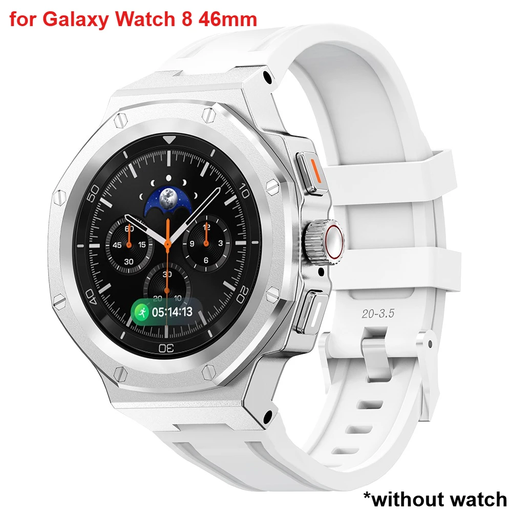 Luxe Mod Kit Voor Samsung Galaxy Horloge 8/8 Classic 40/44/46mm Legering Metalen behuizing Siliconen Band Volledige Cover Bescherming Band Set