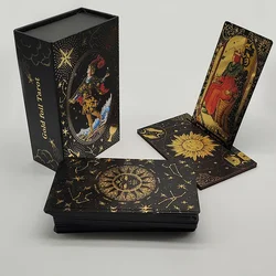 Cartas de tarô de folha de ouro divinativas com acabamento luxuoso fantástico conjunto de jogos de tabuleiro para preditivos com suporte de cartão de madeira