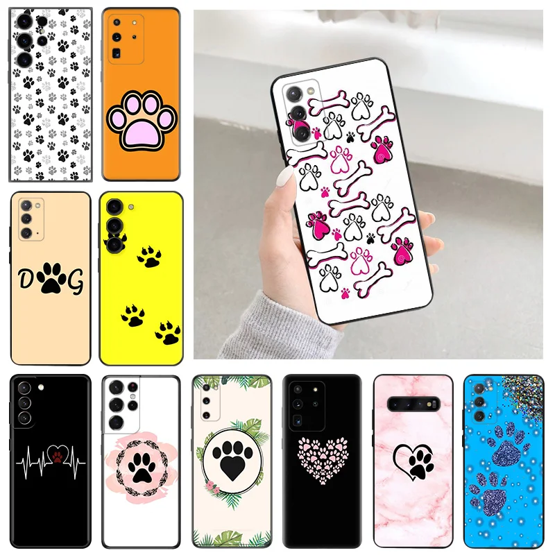 Cases For Samsung S24 Galaxy S21 FE S22 S23 Ultra 5G S20 Plus S10 Lite Cute Dog Paw Print Luxury Soft Phone Case Cover