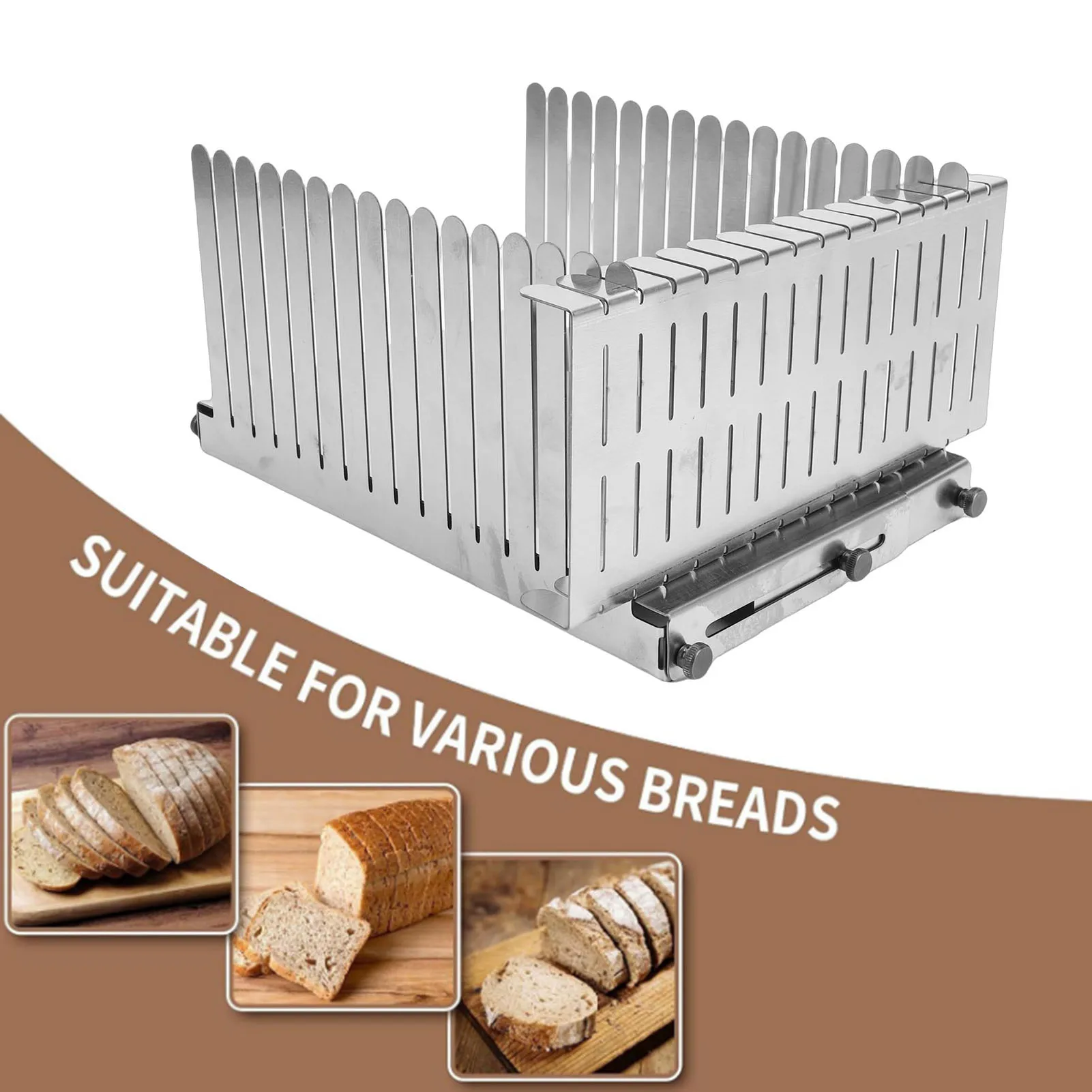 

Bread Slicing Guide Stainless Steel Homemade Bread Loaf Toast Slicing Auxiliary Tool for Cakes Bagels Commercial Baking Kitchen