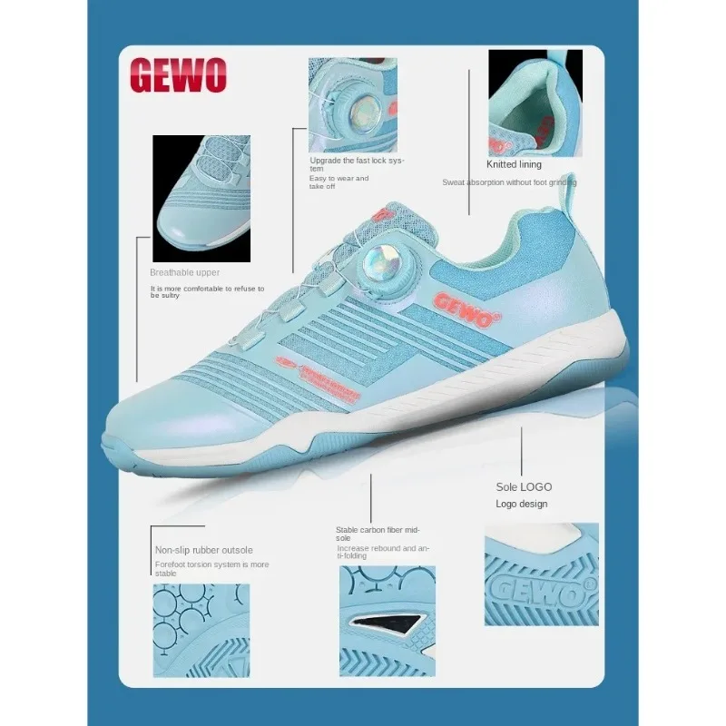 GEWO table tennis Shoes Breathable High Elastic Sports sneakers ping pong boots 2024 xn10