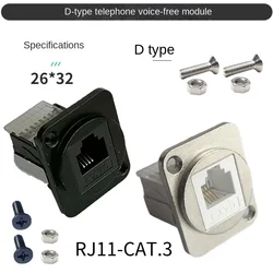 Módulo conector de voz de dispositivo telefónico tipo D, herramienta de datos RJ11CAT.3 Clase III, negro y plateado gratis 6P4C