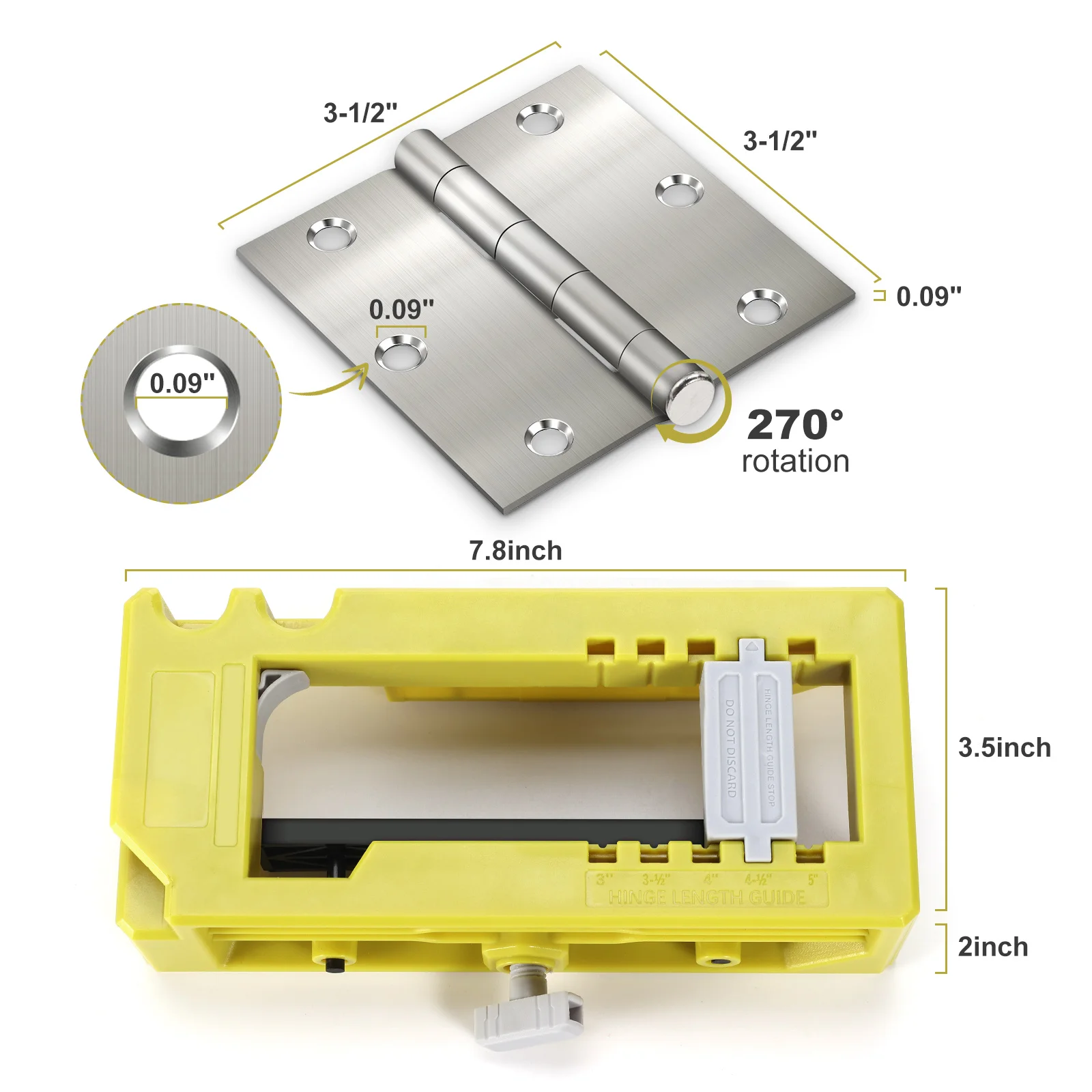 

Door Hinge Router Template Doors Hinges Mortiser Adjustable Mortise Jig Fits 3In-5In Length and 1/4In Or 5/8In Thickness
