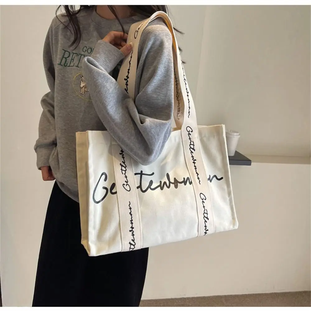 Large Capacity Tote Bags Fashion Gentlewoman Letters Canvas Crossbody Bag Handbags Students