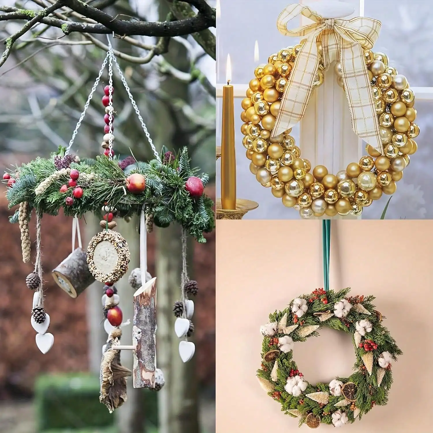6pcs 12 Inch Unpainted Wooden Wreath Rings Crafts Hanging Floral Hoop Garland Wood Wreath Frames For Home Decor (16 Holes)