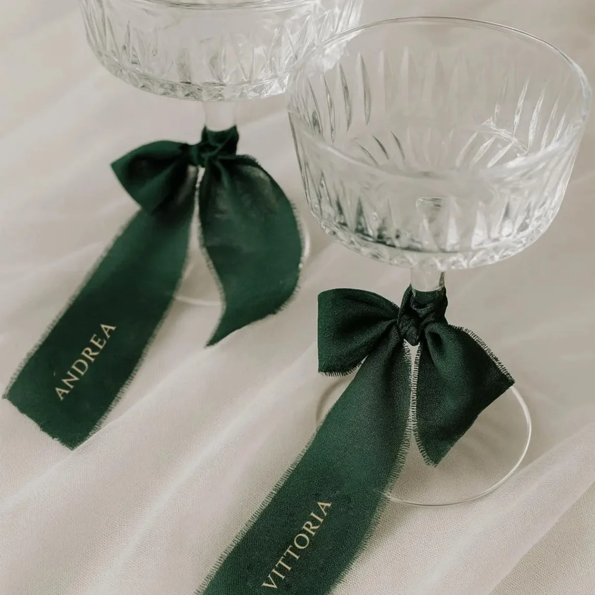 EVENT / Personalisiertes Stielglasband, Champagnerglasband für Partys, Organzaband-Namensschilder, Namenshalter, Hochzeitsgeschenk Li
