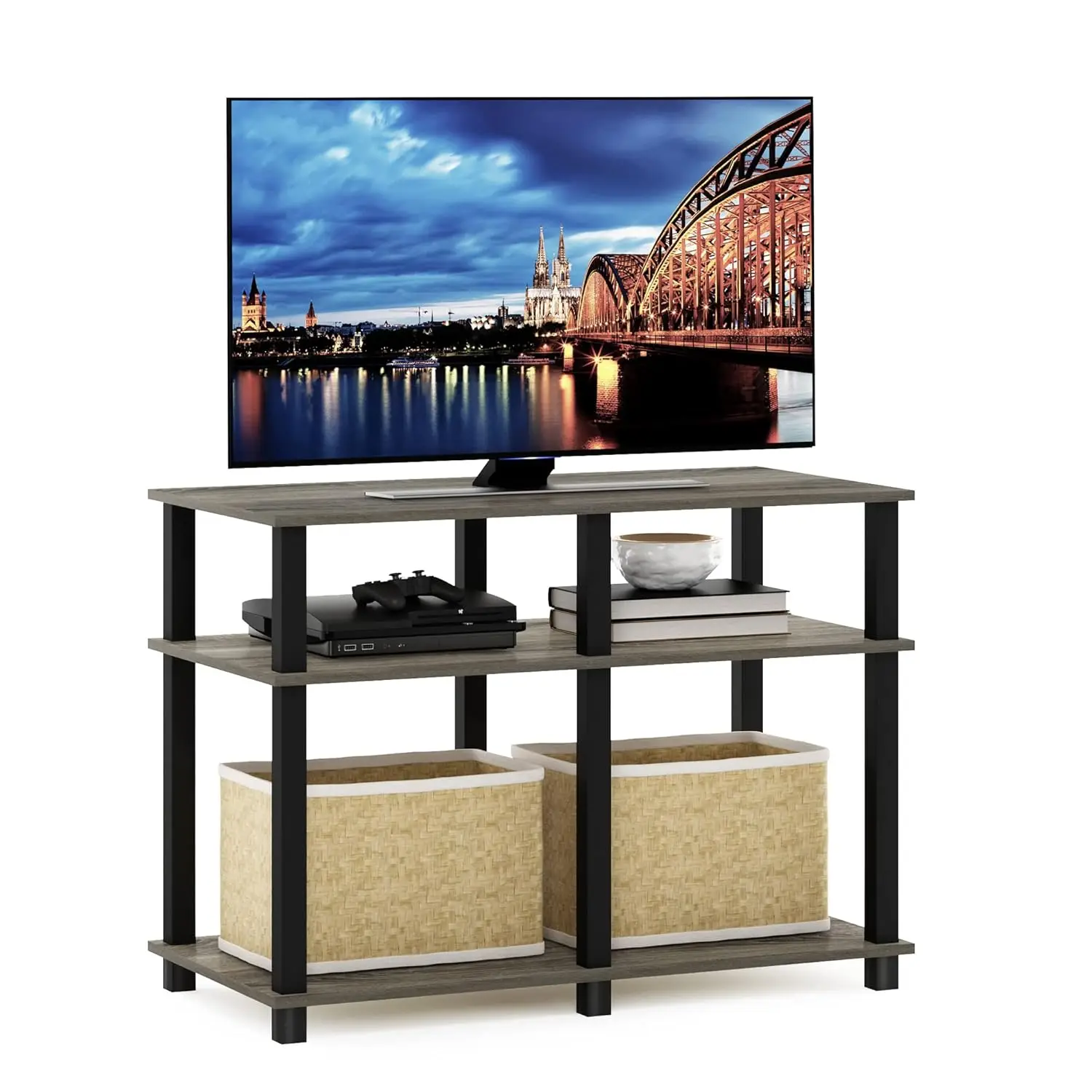 

Turn-N-Tube Stand for TV up to 40 Inch, 40-Inch, French Oak/Black, Customized