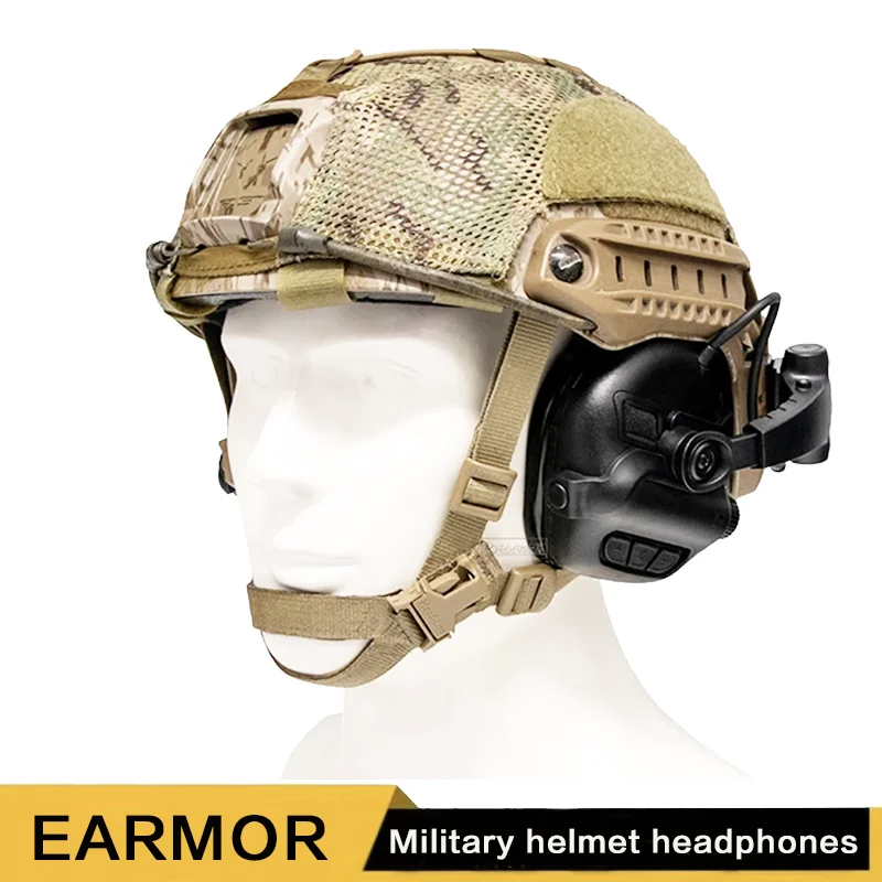 

EARMOR M31X tactical headset. Shooting earmuffs, combat version helmet headphones, electronic hearing protectors