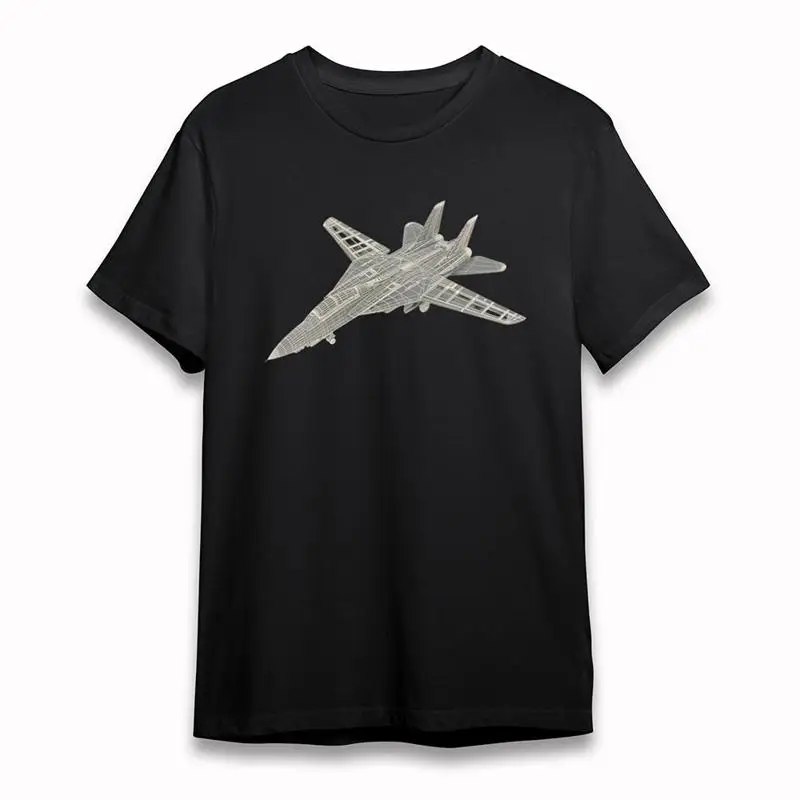 

Мужская классическая футболка Fighter Jet Wireframe Art Cotton Black