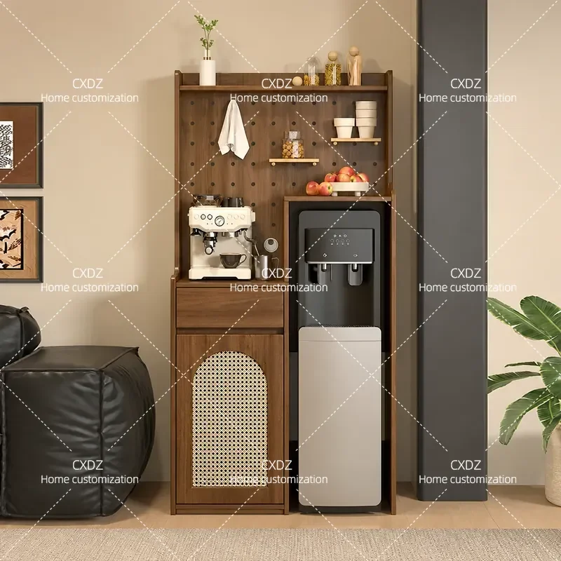 Medieval Style Floor to Ceiling Kitchen Dining Sideboard Storage Cabinet Wall Mounted Tea Bar Water Dispenser Rack 9G429