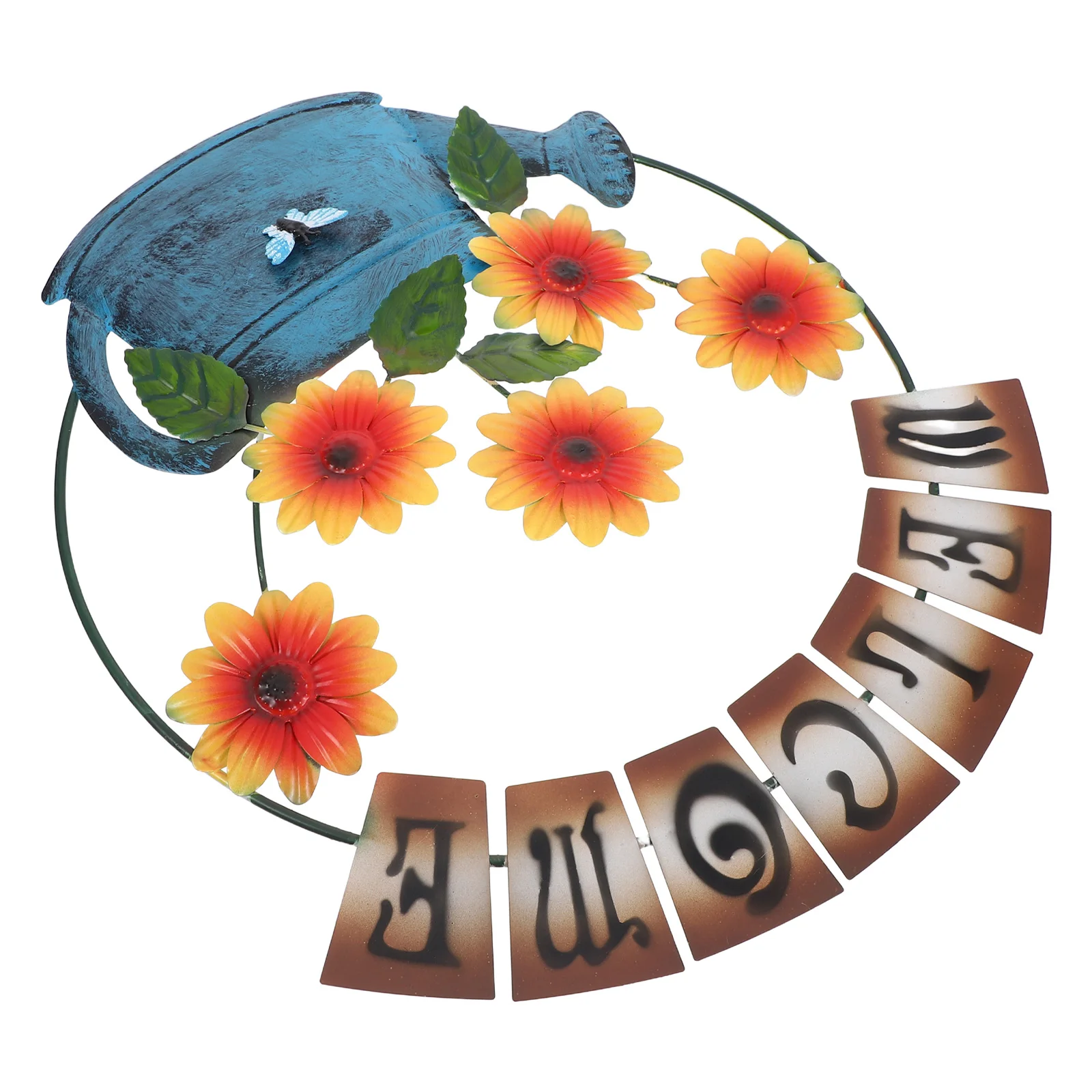 

Sunflower Welcome Door Hanger Metal Hand-Painted Iron Flower Sign for Front Porch Garden Wall Decor Rustic Farmhouse Hanging Art