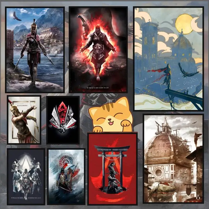 A-A-Assassin'S C-Creed Anime-Poster, HD-Anime-Hot-Theme, Sänger/OST/Film, wasserfest, selbstklebend, Heimdekoration