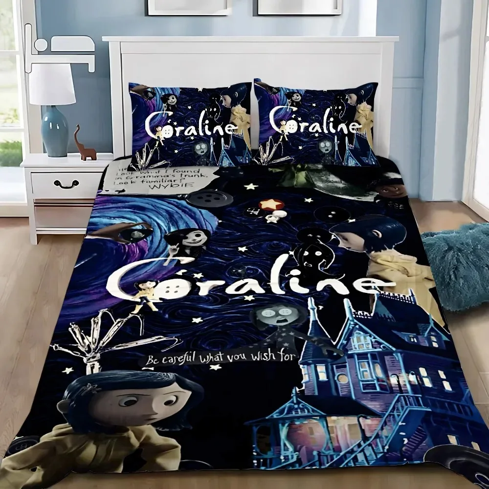 

Exquisite 3D Coraline Wallpaper Horror Anime Printing Bedding Set Duvet Cover Comforter Bed Adult Youth Girl Boy Gift