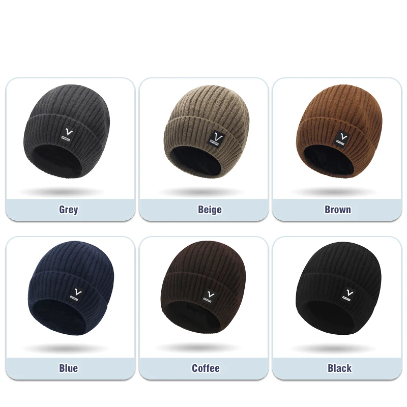 Beanie Men Slouchy Knit Skull Cap Warm Stocking Hats Guys Women Striped Winter Beanie Hat Cuffed Plain Hat