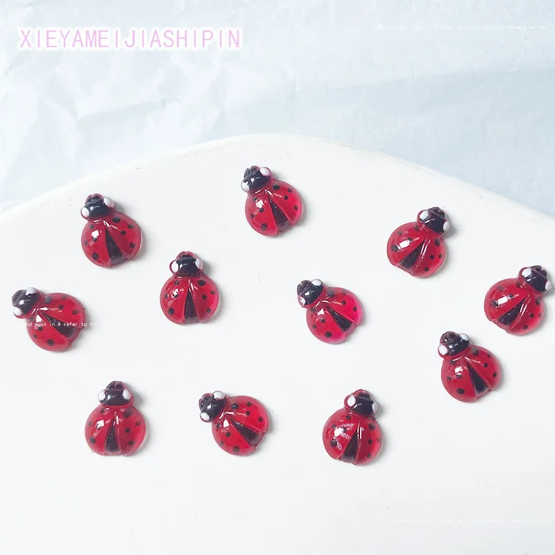 20pcs Cute Cartoon Ladybug Nail Charms Coloful Animals Flatback Rhinestones For Nails Art Decorations DIY Manicure Accessories