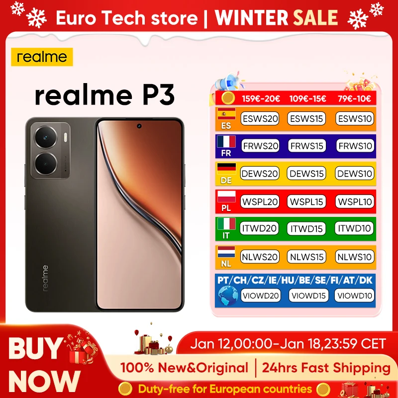 realme P3 5G Smartphone Versione globale Snapdragon 6 Gen 4 120Hz 6.67 ''Display AMOLED 5260mAh 45W Carica 50MP AI Camera IP69