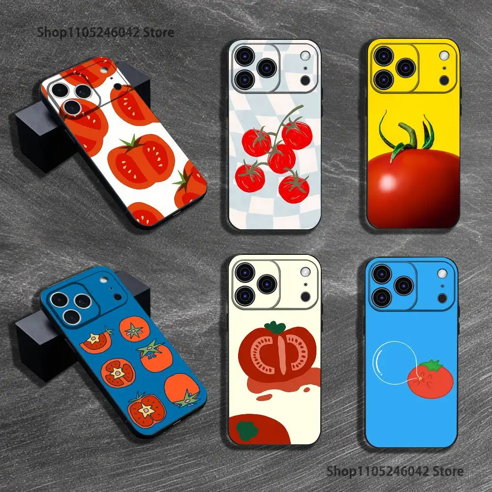 

Vegetables Fruits Tomatoes Phone Case For iPhone 17,16,15,14,13,12,11,Pro,XS,Max,XR,Plus,E,SE4,Mini Black Shockproof Soft Cover