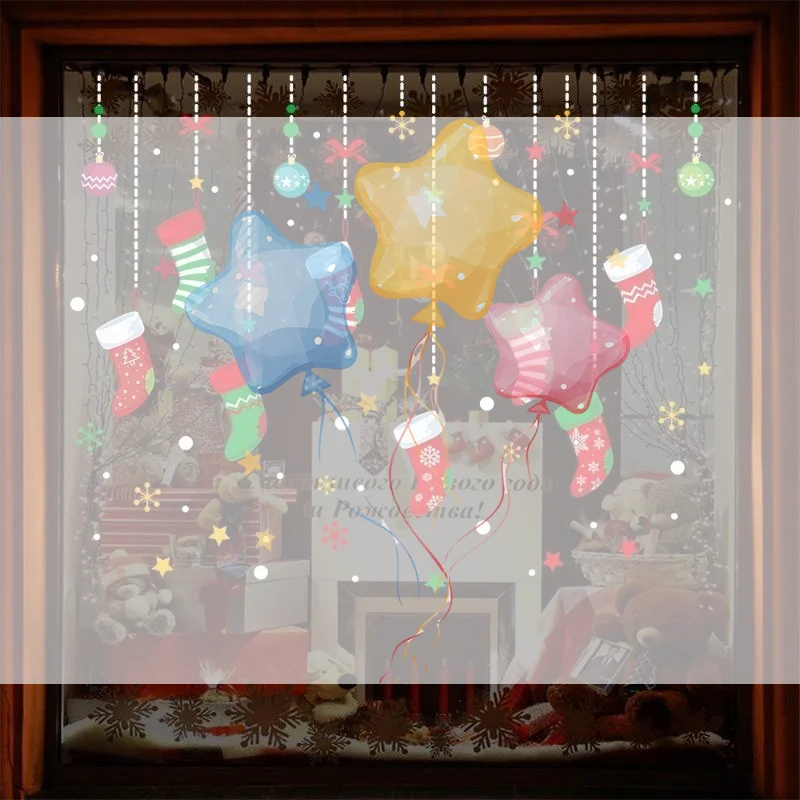 2027 Merry Christmas Window Stickers Removable Self Adhesive Lovely Cartoon Patterns Perfect For Home Store Holiday Decoration