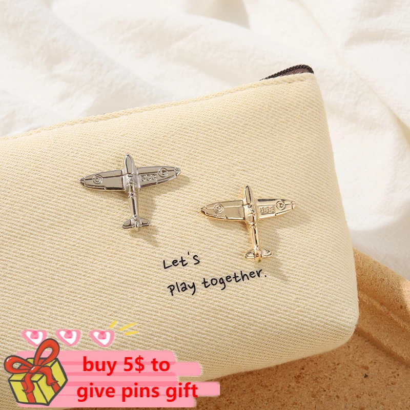 Cartoon Aircraft Gold Silver Enamel Pins Brooch Clothing Lapel Badges Metal Deco Jewelry Gifts Custom Wholesale