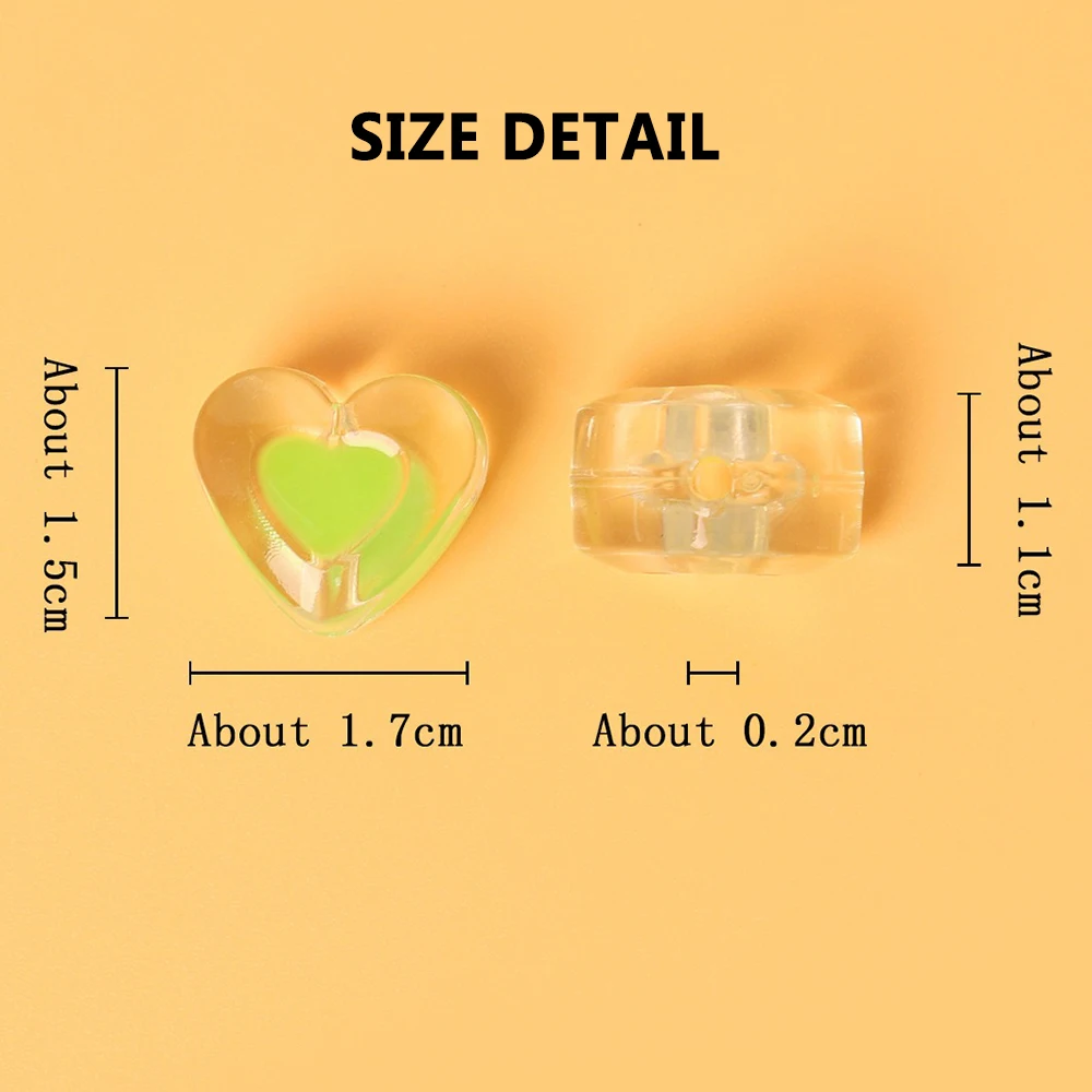 17mm 10Pcs Heart Shape Beads Love Charms Baed Kit Bracelet Spacer Acrylic Necklace Department DIY Jewelry Accessories