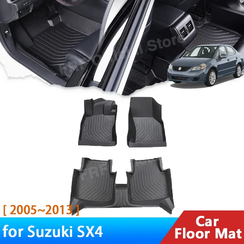 for Suzuki SX4 Sedan Neo Baleno 2005~2013 2011 2008 2006 Accessories Floor Mat Anti-dirty Foot Panel Line Carpet Pad Waterproof